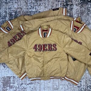 NFL Team Apparel San Francisco 49ers Gold Satin Jacket Men’s MEDIUM
